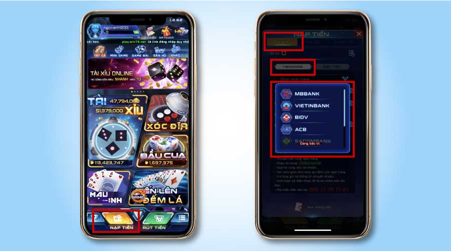 Hướng dẫn nạp tiền vào Win79 qua i-Bankingv