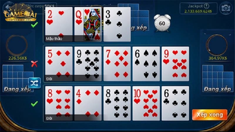 Hướng dẫn chơi Binh Xập Xám - Cách xếp bài