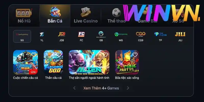 Danh mục game cá cược cực hot tại nhà cái Winvn